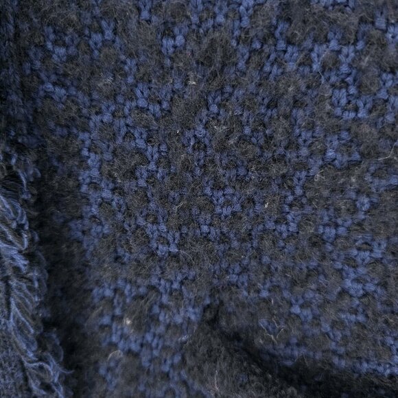 J. McLaughlin Tweed Jacket Blue Black Fuzzy Cotton Modal Wool Mohair SMALL - Picture 6 of 9